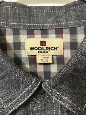 Woolrich Men's Short Sleeve Button Down Shirt Gray Size XL Cotton